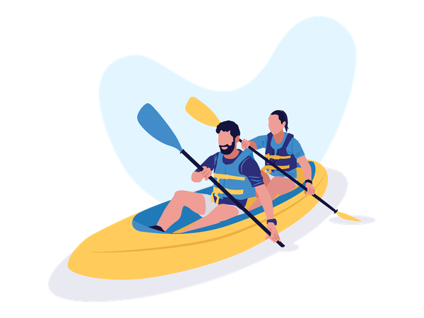 Couple, kayak  Illustration