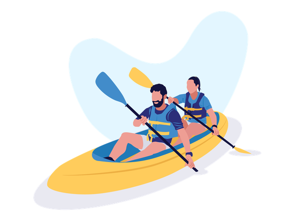 Couple Kayaking  イラスト