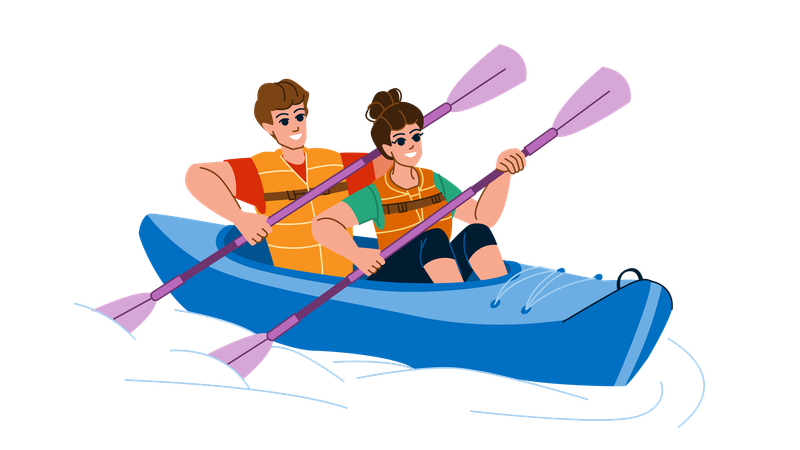 Couple kayaking  일러스트레이션