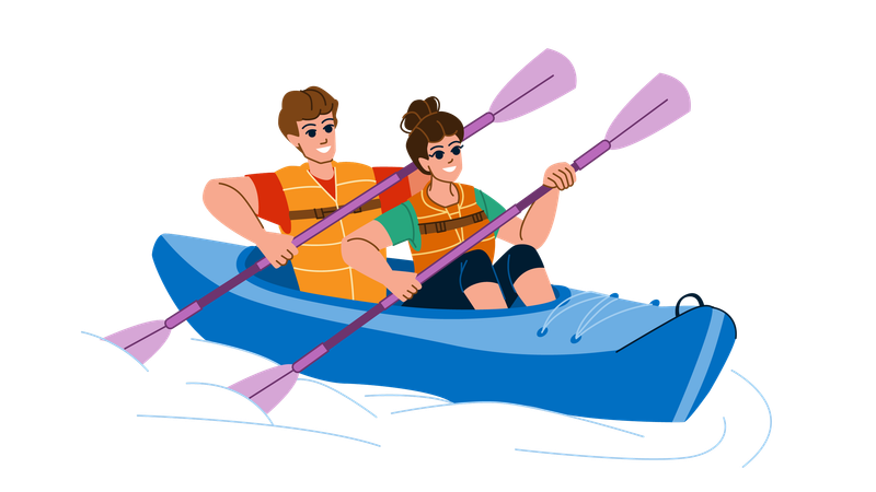 Couple kayaking  Illustration