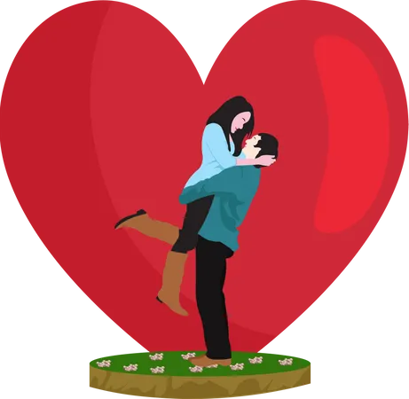 Couple Kiss on Valentine day  Illustration