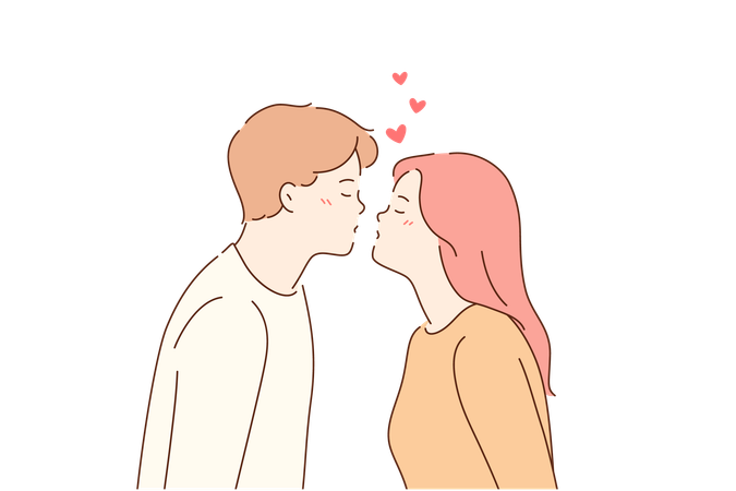Couple kisses each other  Illustration