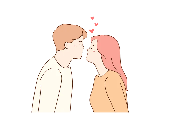 Couple kisses each other  Illustration