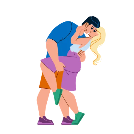 Couple Kissing Vector Love Kiss Woman Young Man Romance Romantic Relationship Happy Hug Lifestyle Couple Kissing Character People Flat Cartoon Illustration Illustration