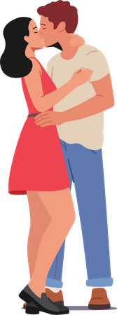 Couple kissing during valentines Illustration
