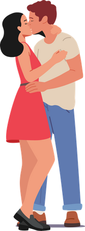 Couple kissing during valentines  Illustration