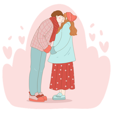 Couple kissing each other Illustration