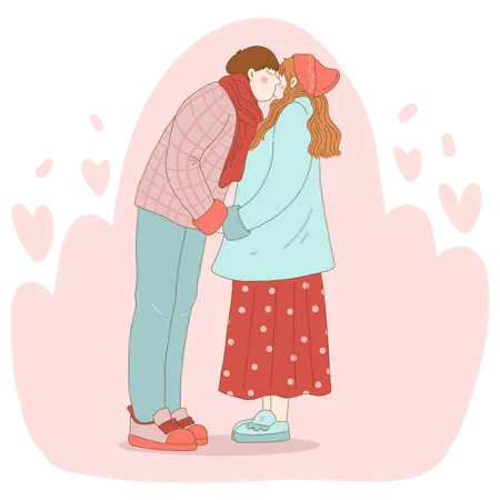 Couple kissing each other Illustration