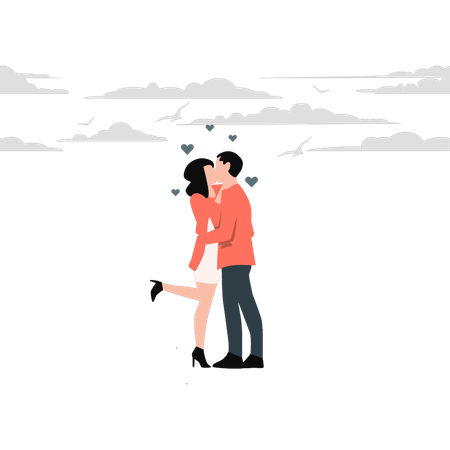 Couple kissing each other  Illustration