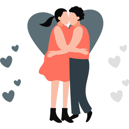 Couple kissing each other  Illustration