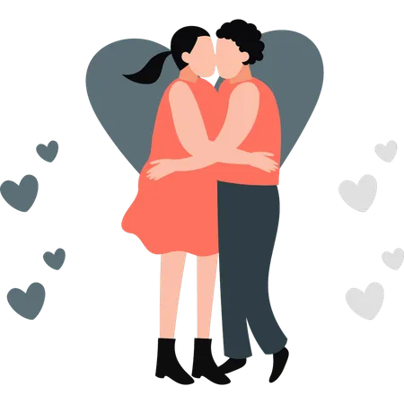 Couple kissing each other  Illustration