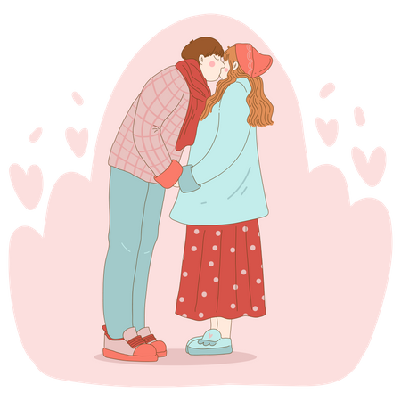 Couple kissing each other  Illustration