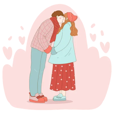 Couple kissing each other  Illustration