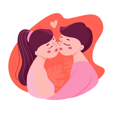 Couple kissing  Illustration