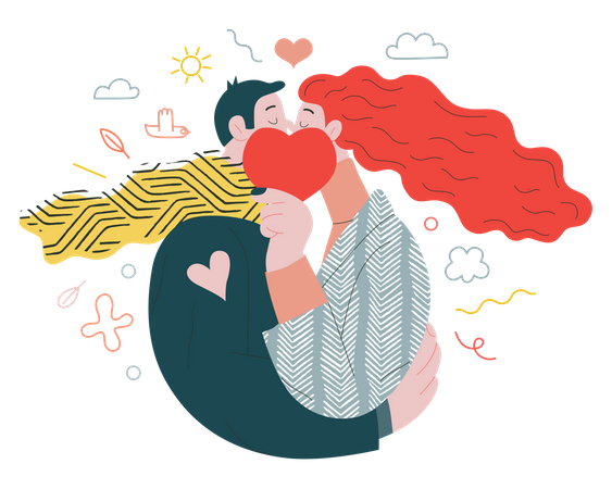 Couple kissing  Illustration