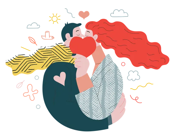 Couple kissing  Illustration