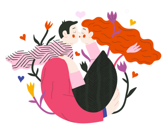 Couple kissing  Illustration