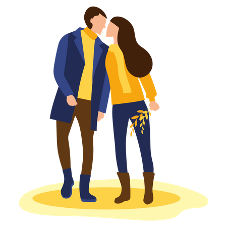 Couple Kissing in autumn season  Illustration