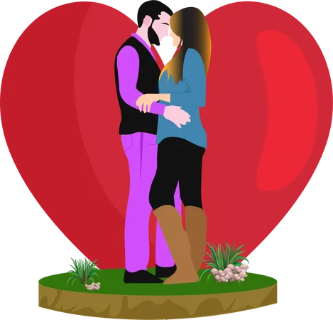 Couple Kissing on Valentine Illustration