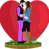 illustrations for kissing on valentine