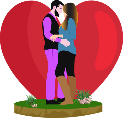 Couple Kissing on Valentine  Illustration