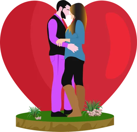 Couple Kissing on Valentine  Illustration