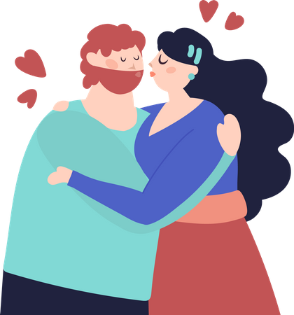 Couple kissing on valentines day Illustration