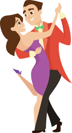 Couple Learning Tango Illustration