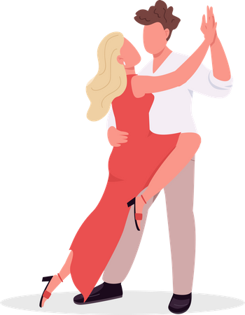 Couple learning tango dance Illustration