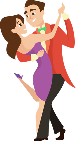 Couple Learning Tango  Illustration