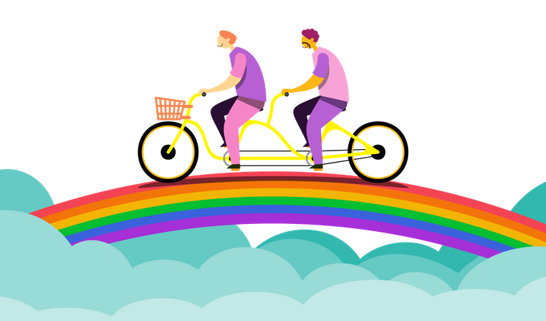 Couple LGBTQ faisant du vélo  Illustration