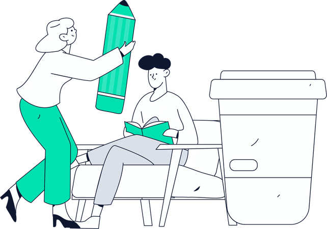 Couple lisant de la littérature  Illustration