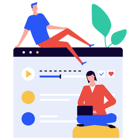 Couple listening podcast  Illustration