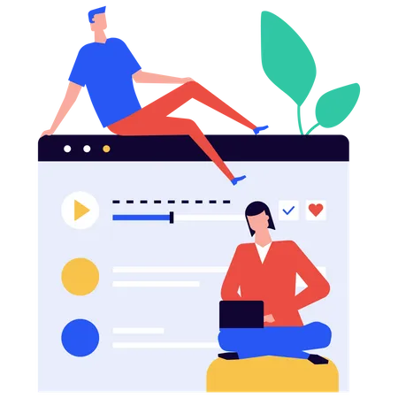 Couple listening podcast  Illustration