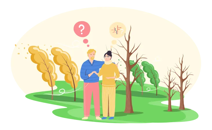 Couple looking for answer to question  Illustration