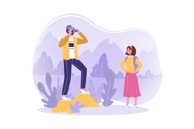 Couple looking for travel location  Illustration