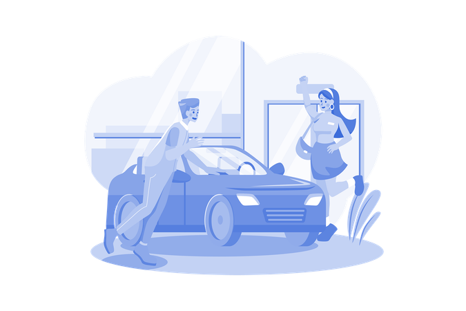 Couple Looking To Buy A New Car  Illustration