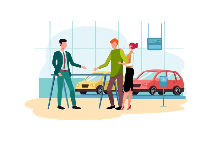 Couple Looking to buy new car  Illustration