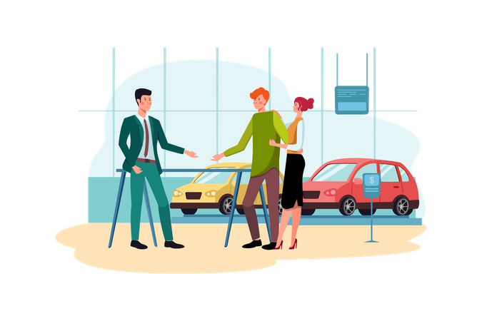 Couple Looking to buy new car  Illustration