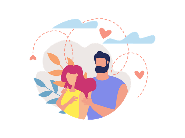 Couple love and care Illustration