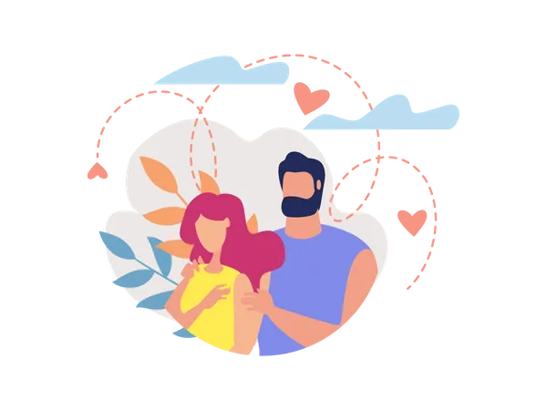 Couple love and care  Illustration