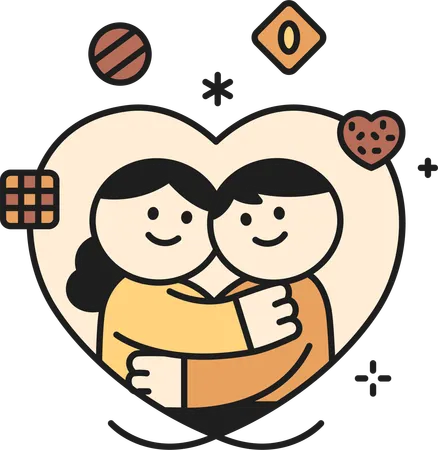 Couple love chocolate  Illustration