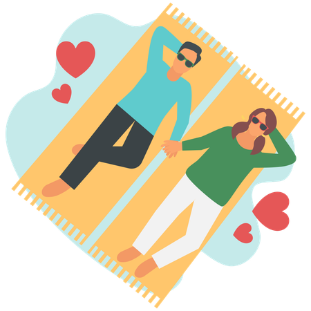 Couple Loving Hand in Hand  Illustration