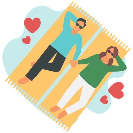 Couple Loving Hand in Hand  Illustration