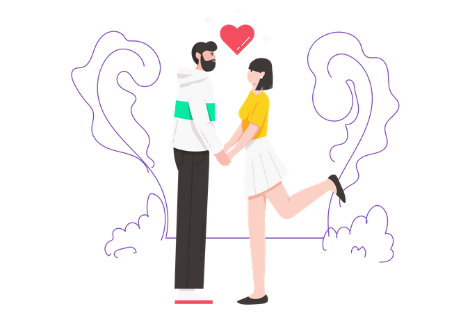 Couple main dans la main  Illustration