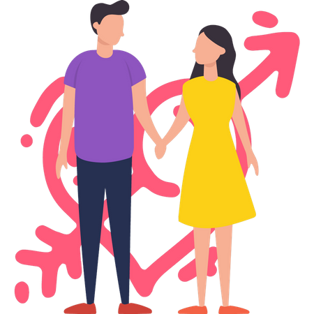 Couple main dans la main  Illustration