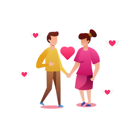 Couple main dans la main  Illustration