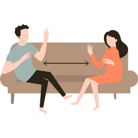 Couple maintaining social distancing Illustration
