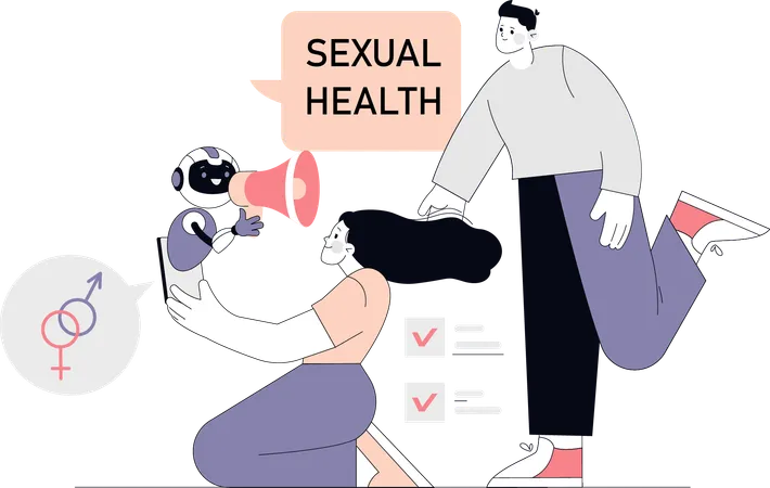 Couple maintains their sexual health  Illustration