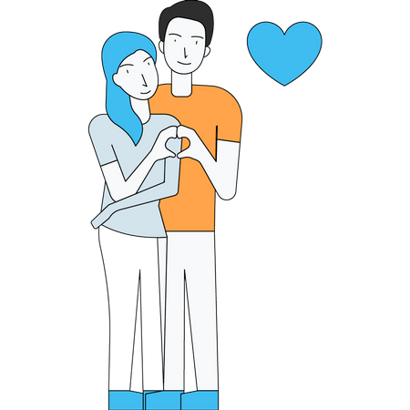 Couple make heart with their hands Illustration